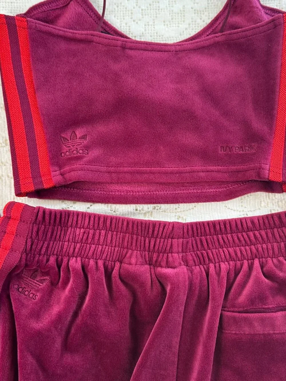 Adidas x IVY PARK Beyonce Cherry Wood Velour Track Suite Sweat Full Set XS S - Picture 5 of 6